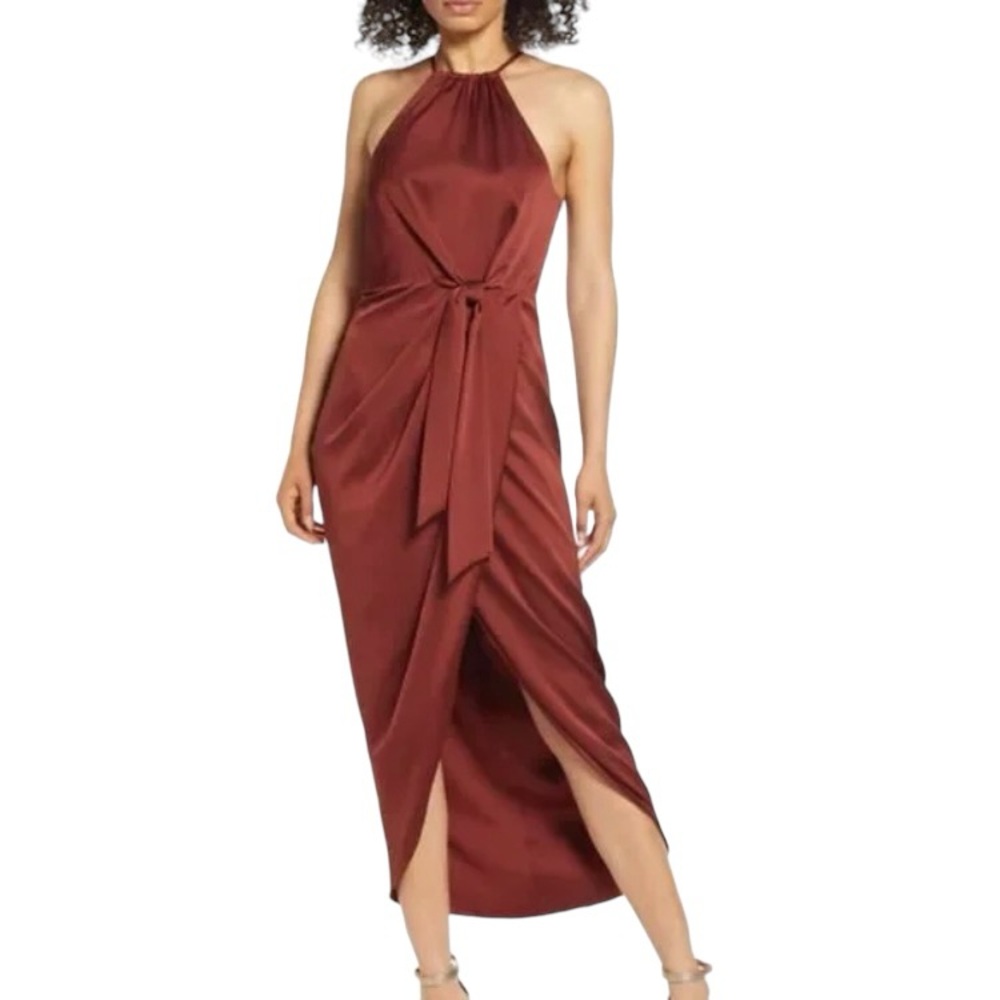 Shona Joy Satin Midi Dress New With Tags